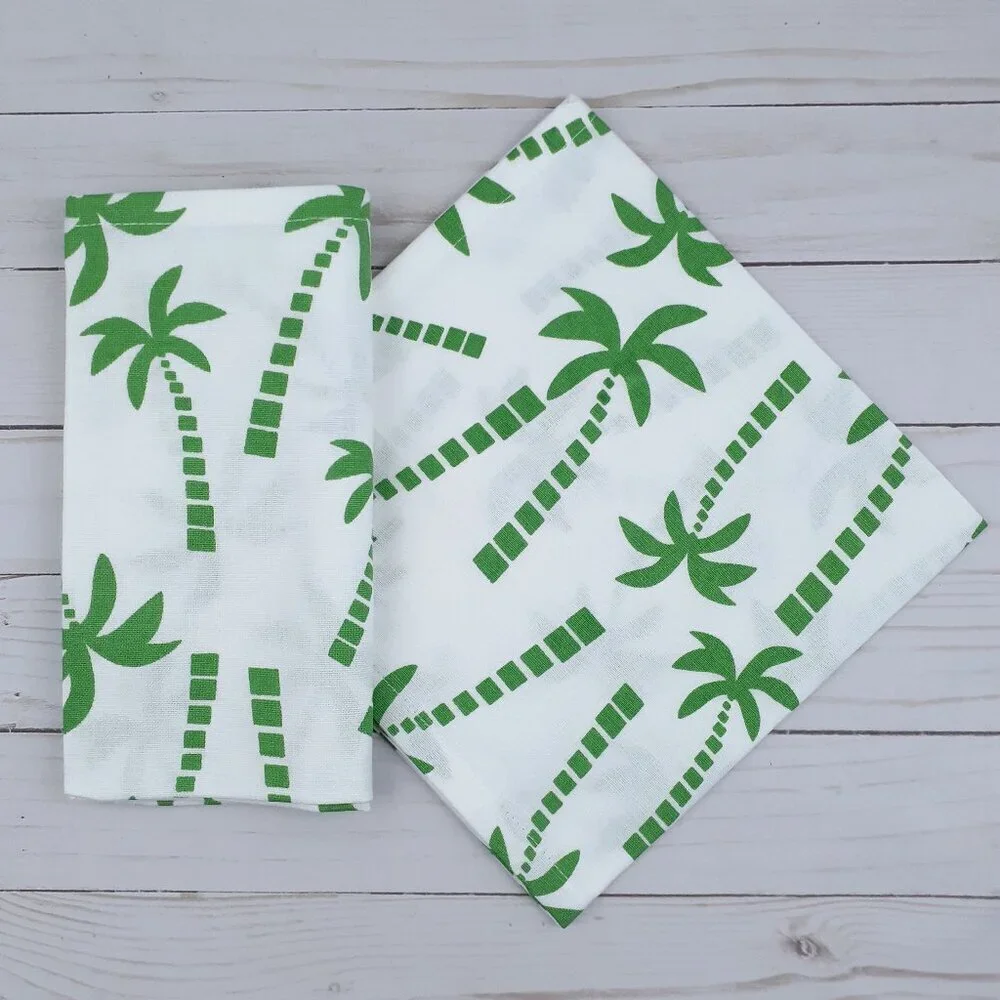 Fabric Dinner Napkins Palm Trees 18x18 Set of 4 Tropical